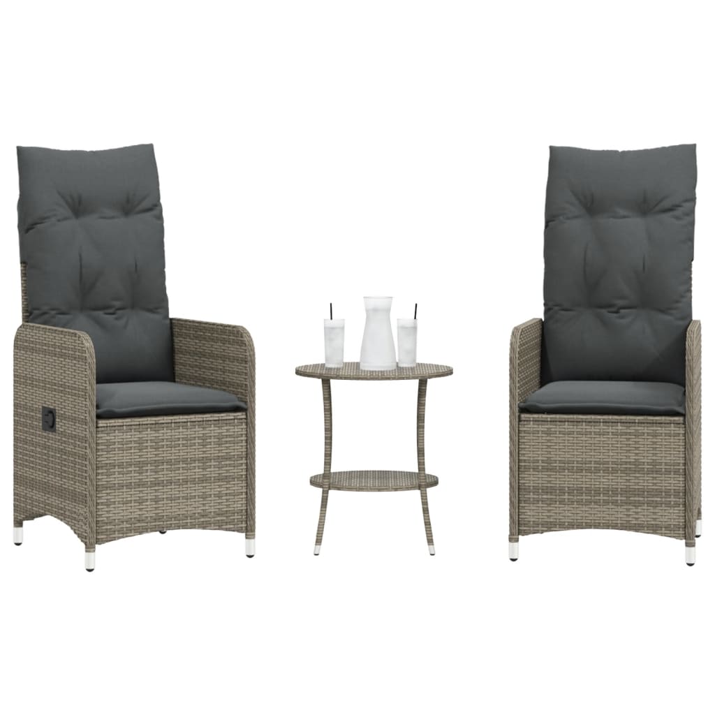 Tuinstoelen 2 st verstelbaar met tafel poly rattan grijs is nu te koop bij PeponiXL, paradijselijk wonen!