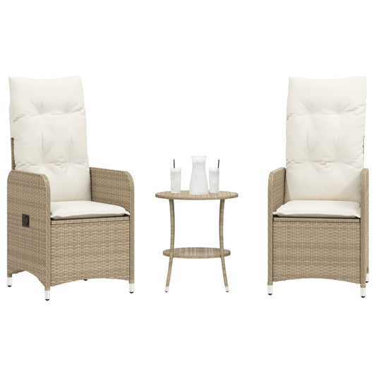 Tuinstoelen 2 st verstelbaar met tafel poly rattan beige is nu te koop bij PeponiXL, paradijselijk wonen!