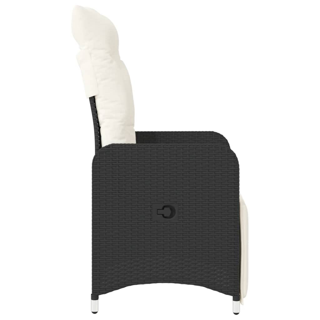 Tuinstoel verstelbaar met kussens poly rattan zwart is nu te koop bij PeponiXL, paradijselijk wonen!