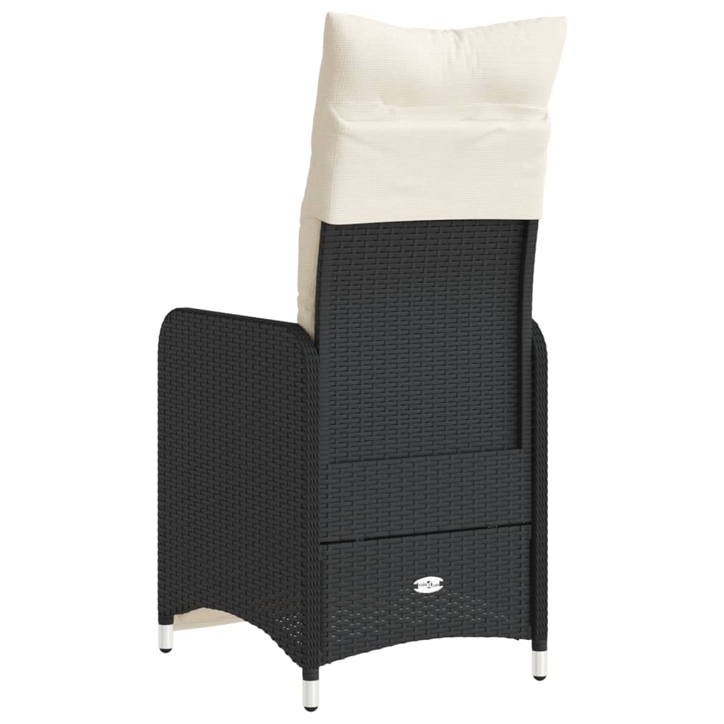 Tuinstoel verstelbaar met kussens poly rattan zwart is nu te koop bij PeponiXL, paradijselijk wonen!