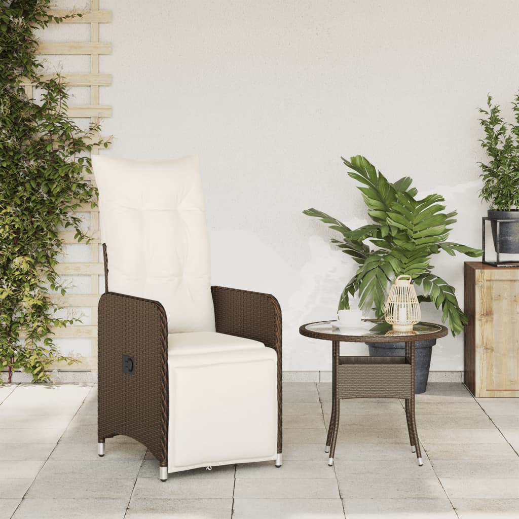 Tuinstoel verstelbaar met kussens poly rattan bruin is nu te koop bij PeponiXL, paradijselijk wonen!