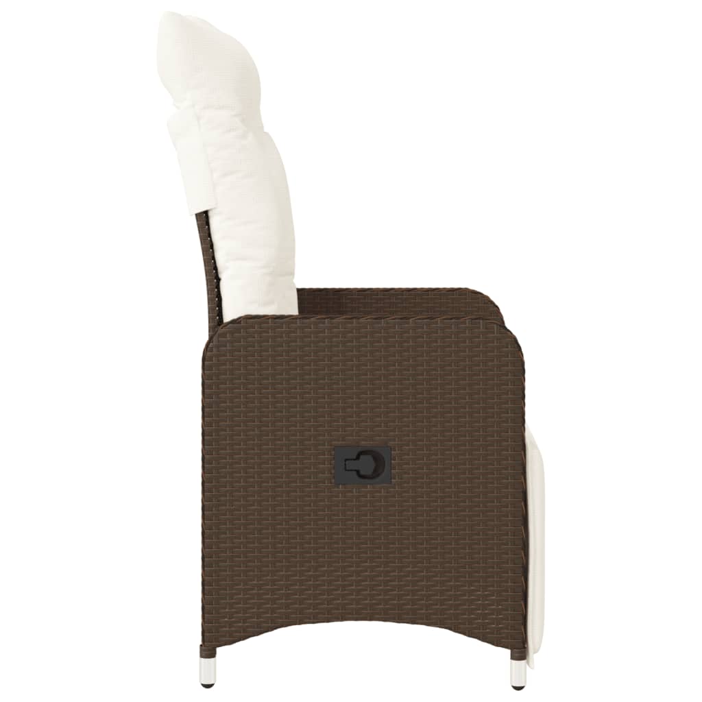 Tuinstoel verstelbaar met kussens poly rattan bruin is nu te koop bij PeponiXL, paradijselijk wonen!