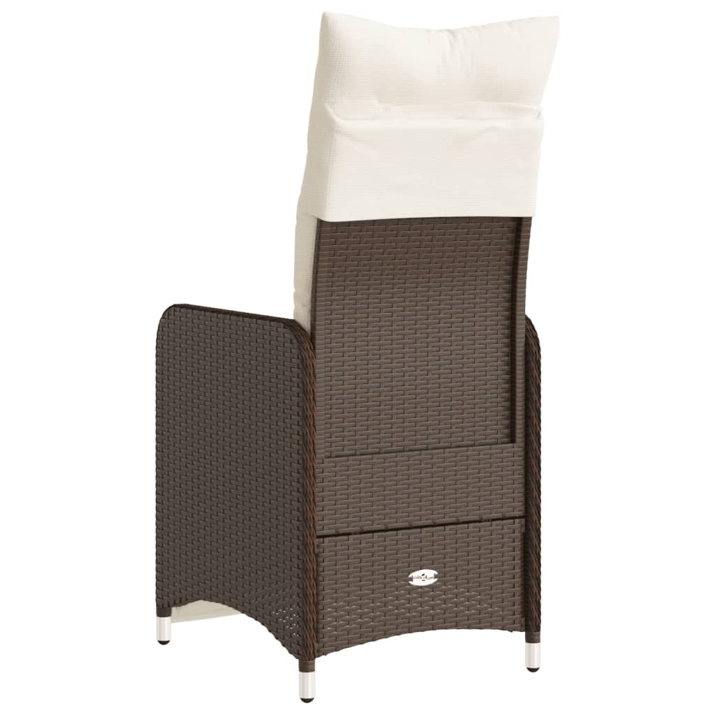 Tuinstoel verstelbaar met kussens poly rattan bruin is nu te koop bij PeponiXL, paradijselijk wonen!