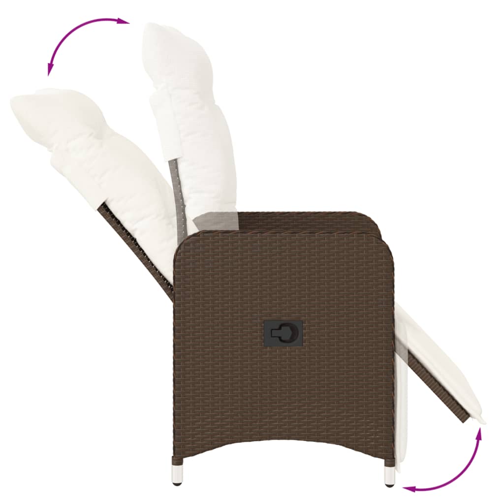 Tuinstoel verstelbaar met kussens poly rattan bruin is nu te koop bij PeponiXL, paradijselijk wonen!