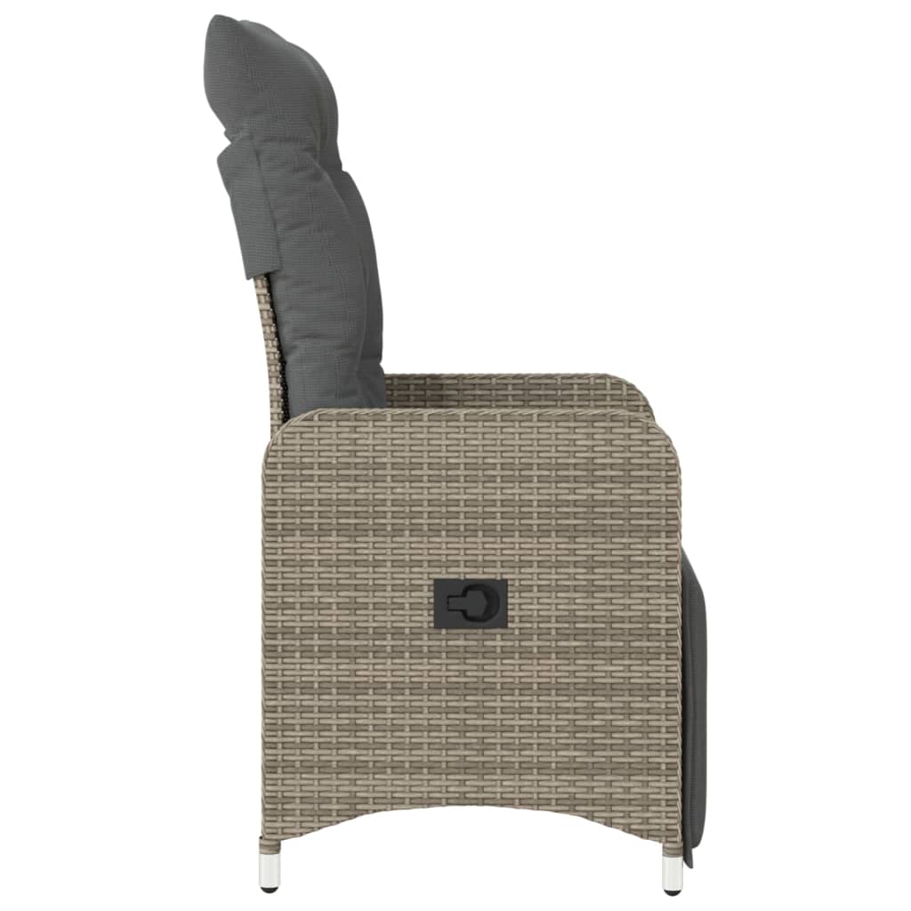 Tuinstoel verstelbaar met kussens poly rattan grijs is nu te koop bij PeponiXL, paradijselijk wonen!