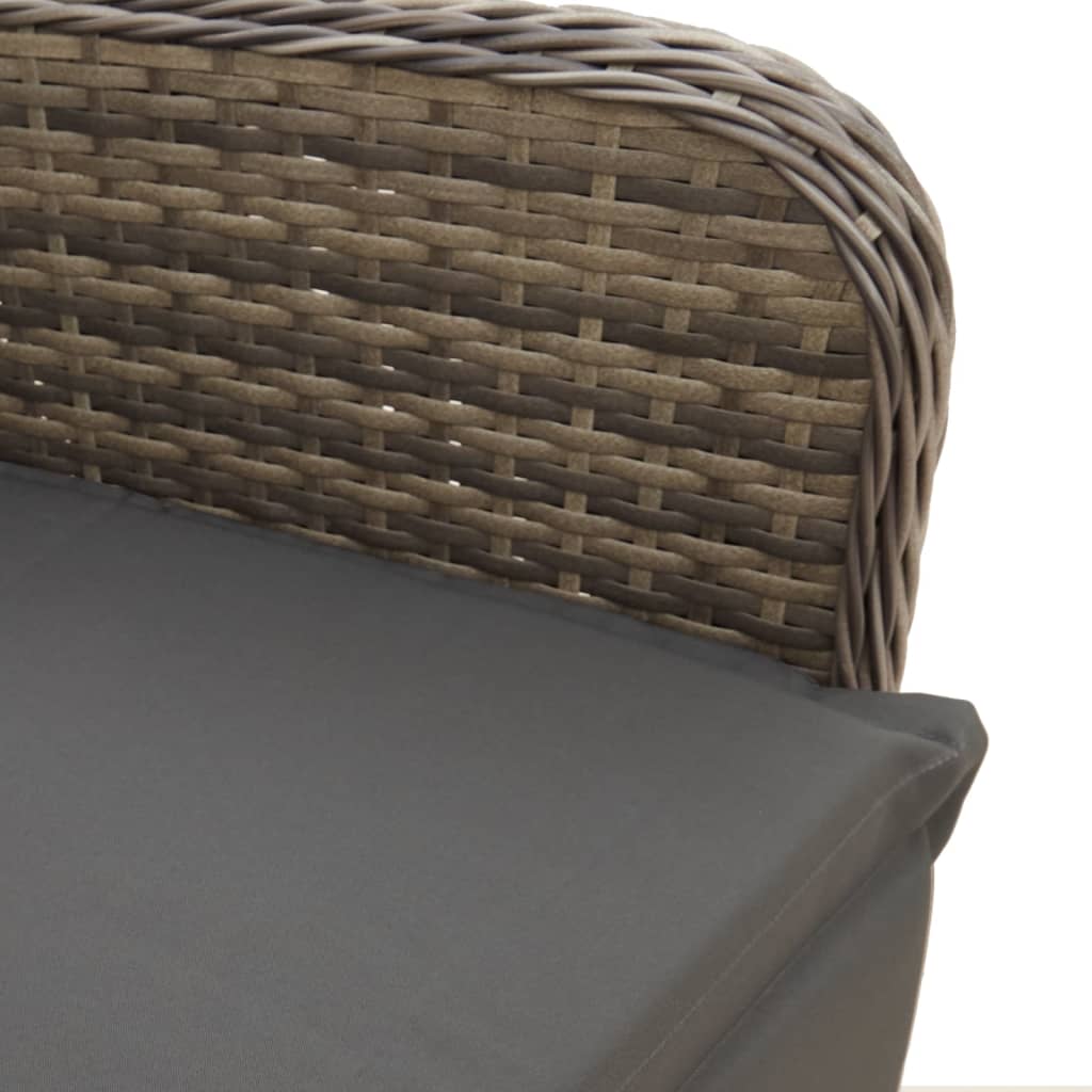 Tuinstoel verstelbaar met kussens poly rattan grijs is nu te koop bij PeponiXL, paradijselijk wonen!