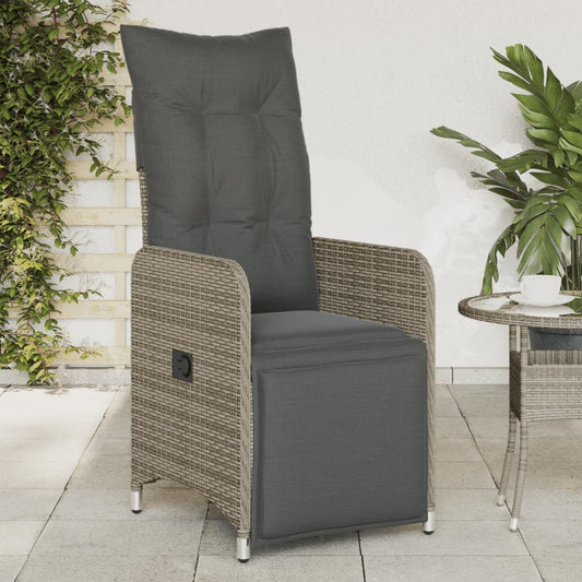 Tuinstoel verstelbaar met kussens poly rattan grijs is nu te koop bij PeponiXL, paradijselijk wonen!