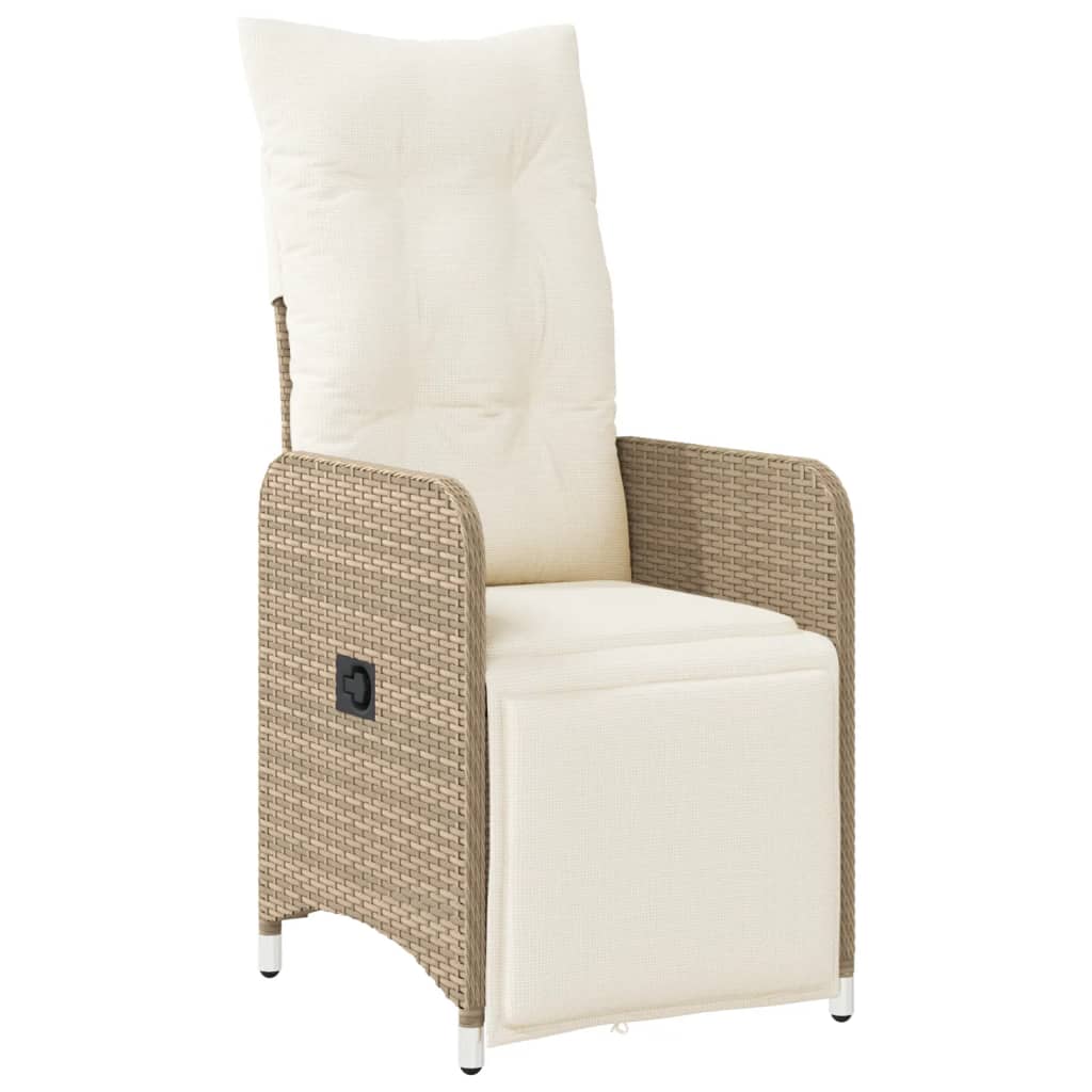 Tuinstoel verstelbaar met kussens poly rattan beige is nu te koop bij PeponiXL, paradijselijk wonen!
