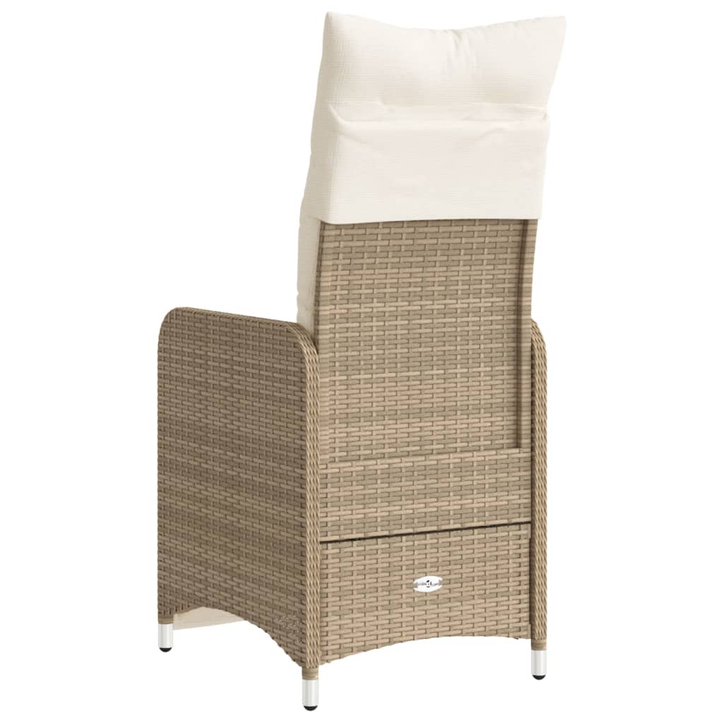 Tuinstoel verstelbaar met kussens poly rattan beige is nu te koop bij PeponiXL, paradijselijk wonen!