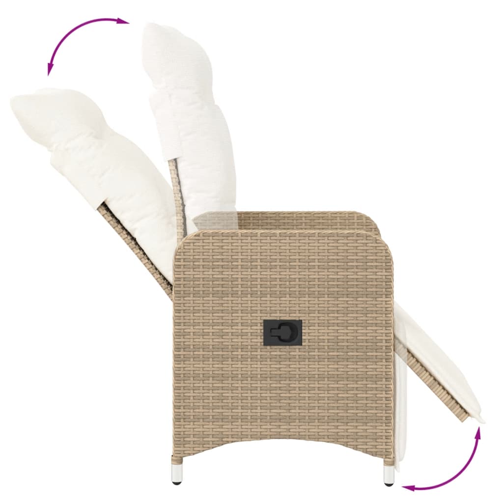 Tuinstoel verstelbaar met kussens poly rattan beige is nu te koop bij PeponiXL, paradijselijk wonen!