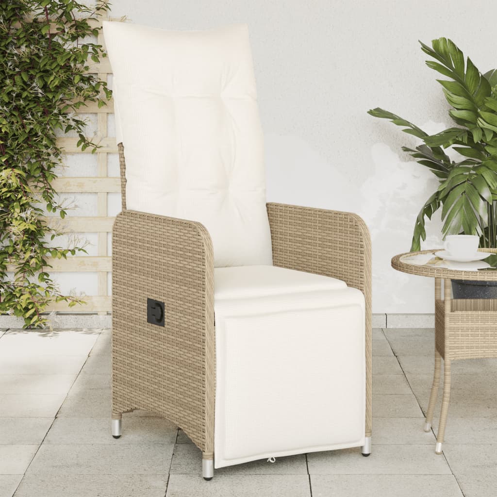 Tuinstoel verstelbaar met kussens poly rattan beige is nu te koop bij PeponiXL, paradijselijk wonen!