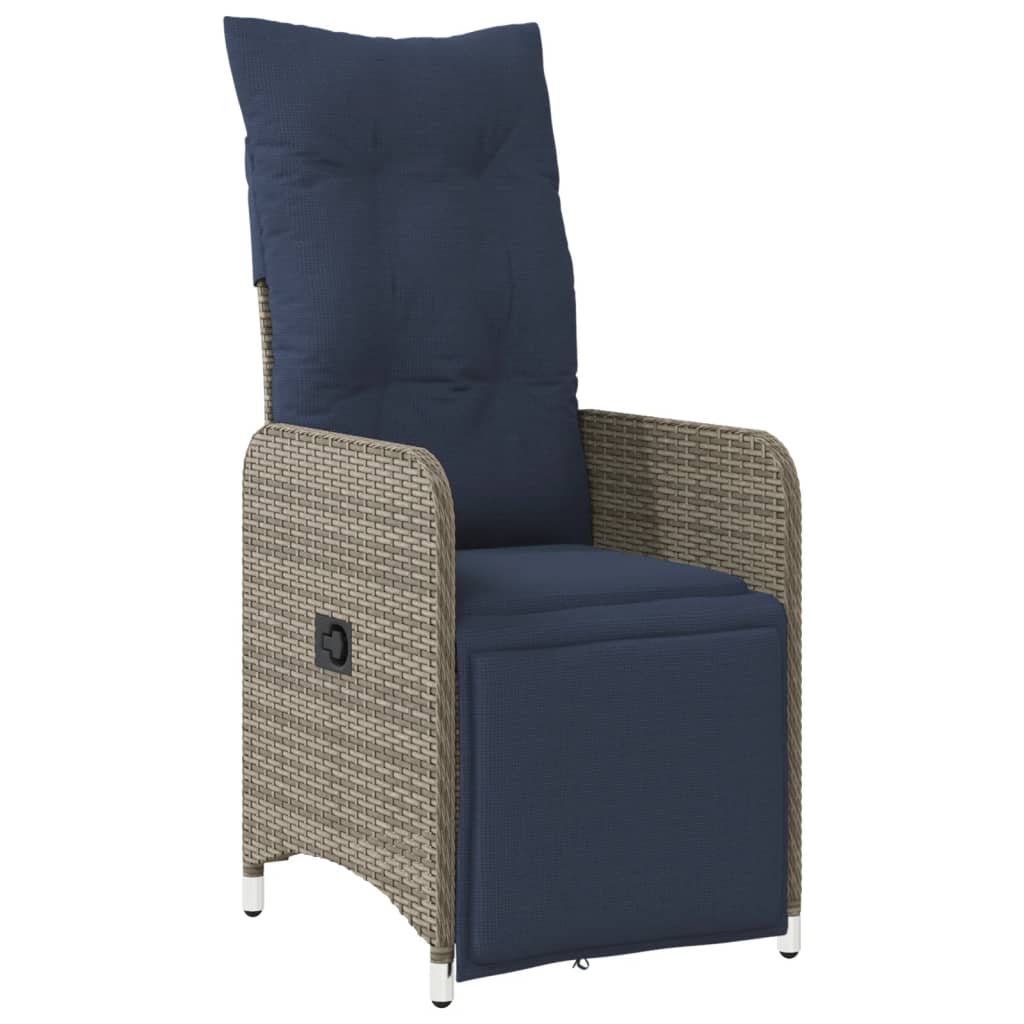 Tuinstoel verstelbaar met kussens poly rattan grijs is nu te koop bij PeponiXL, paradijselijk wonen!