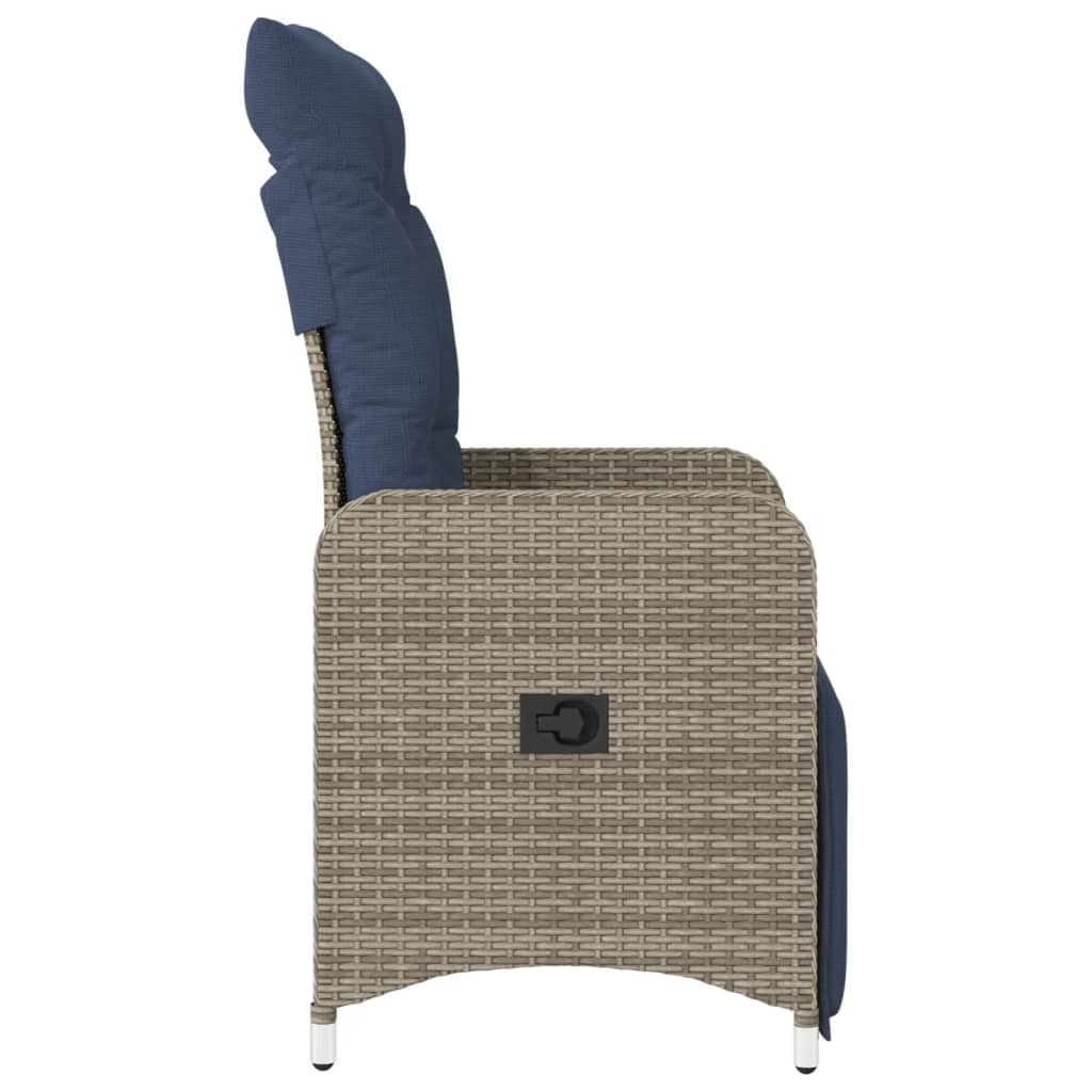 Tuinstoel verstelbaar met kussens poly rattan grijs is nu te koop bij PeponiXL, paradijselijk wonen!