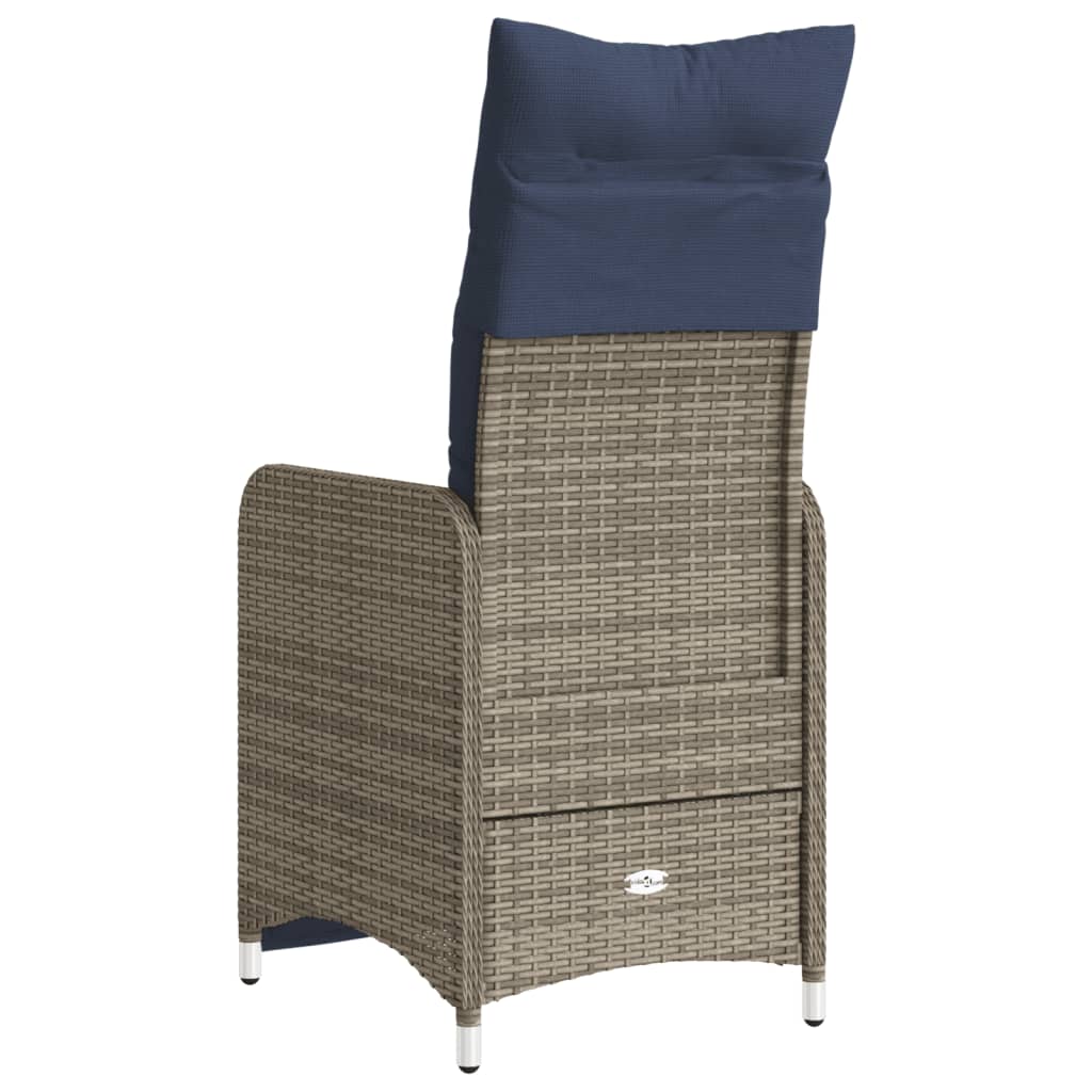 Tuinstoel verstelbaar met kussens poly rattan grijs is nu te koop bij PeponiXL, paradijselijk wonen!