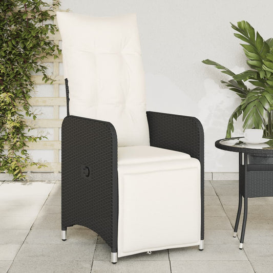 Tuinstoelen 2 st verstelbaar met kussens poly rattan zwart is nu te koop bij PeponiXL, paradijselijk wonen!