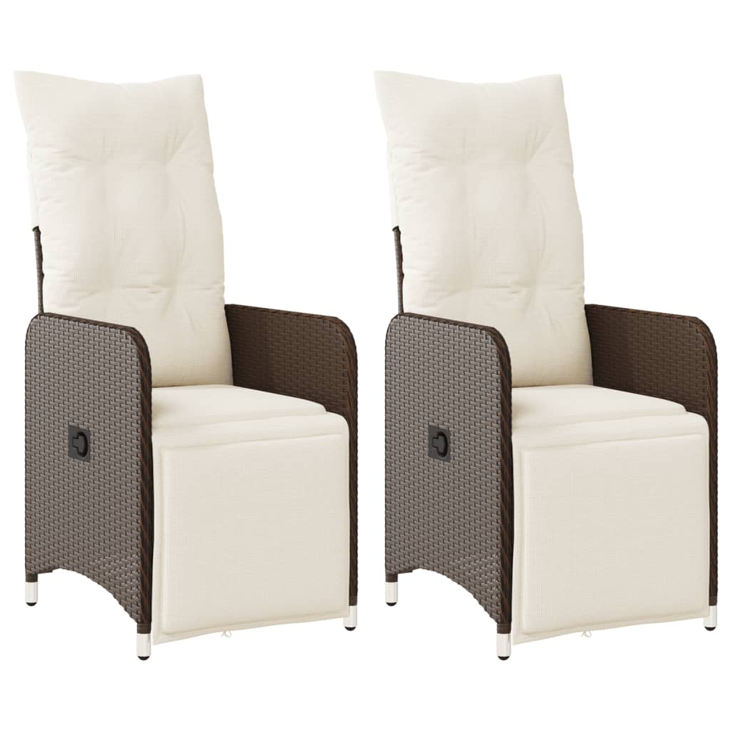 Tuinstoelen 2 st verstelbaar met kussens poly rattan bruin is nu te koop bij PeponiXL, paradijselijk wonen!