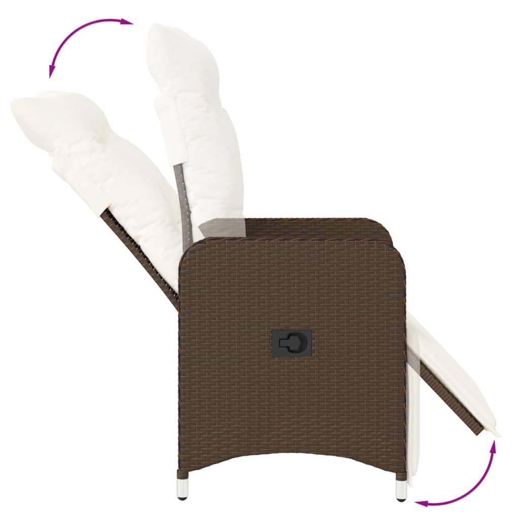 Tuinstoelen 2 st verstelbaar met kussens poly rattan bruin is nu te koop bij PeponiXL, paradijselijk wonen!