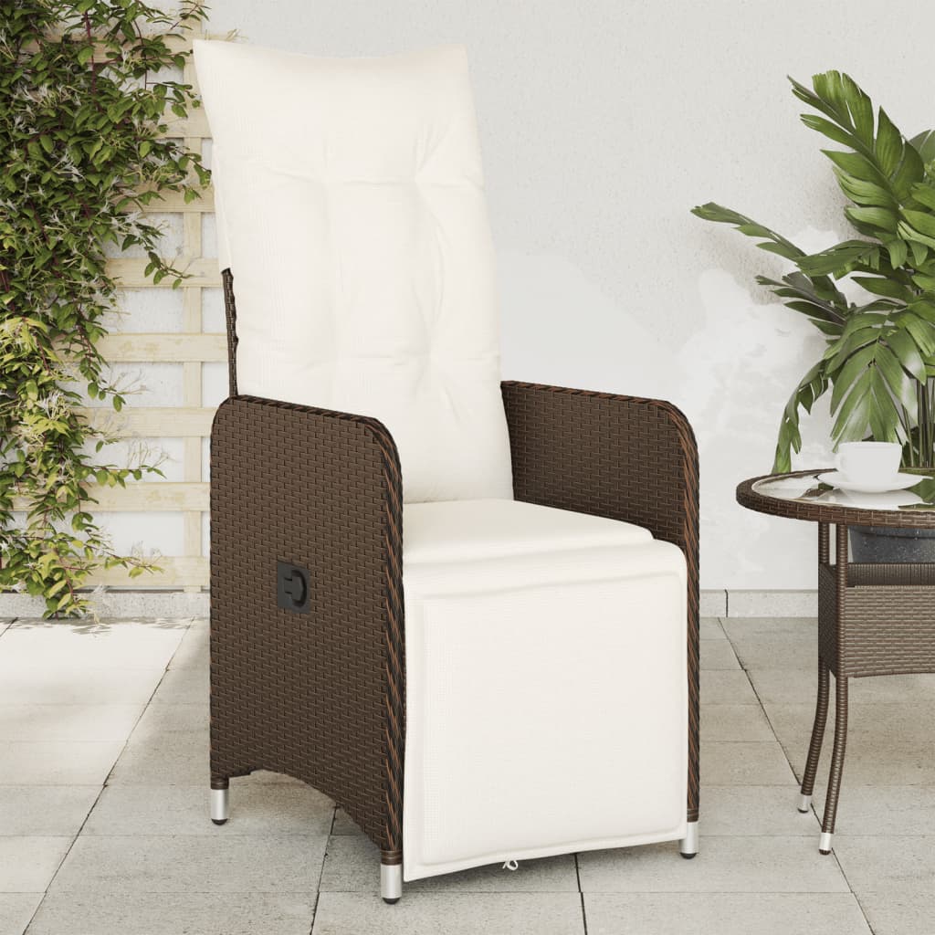 Tuinstoelen 2 st verstelbaar met kussens poly rattan bruin is nu te koop bij PeponiXL, paradijselijk wonen!