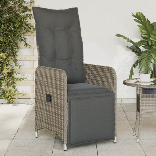 Tuinstoelen 2 st verstelbaar met kussens poly rattan grijs is nu te koop bij PeponiXL, paradijselijk wonen!