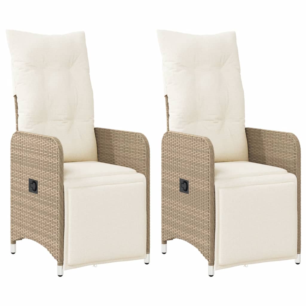 Tuinstoelen 2 st verstelbaar met kussens poly rattan beige is nu te koop bij PeponiXL, paradijselijk wonen!