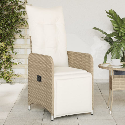 Tuinstoelen 2 st verstelbaar met kussens poly rattan beige is nu te koop bij PeponiXL, paradijselijk wonen!