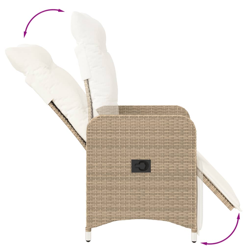 Tuinstoelen 2 st verstelbaar met tafel poly rattan beige is nu te koop bij PeponiXL, paradijselijk wonen!