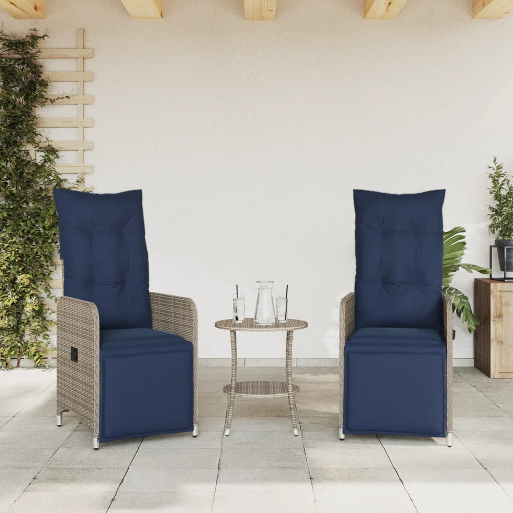 Tuinstoelen 2 st verstelbaar met tafel poly rattan grijs is nu te koop bij PeponiXL, paradijselijk wonen!