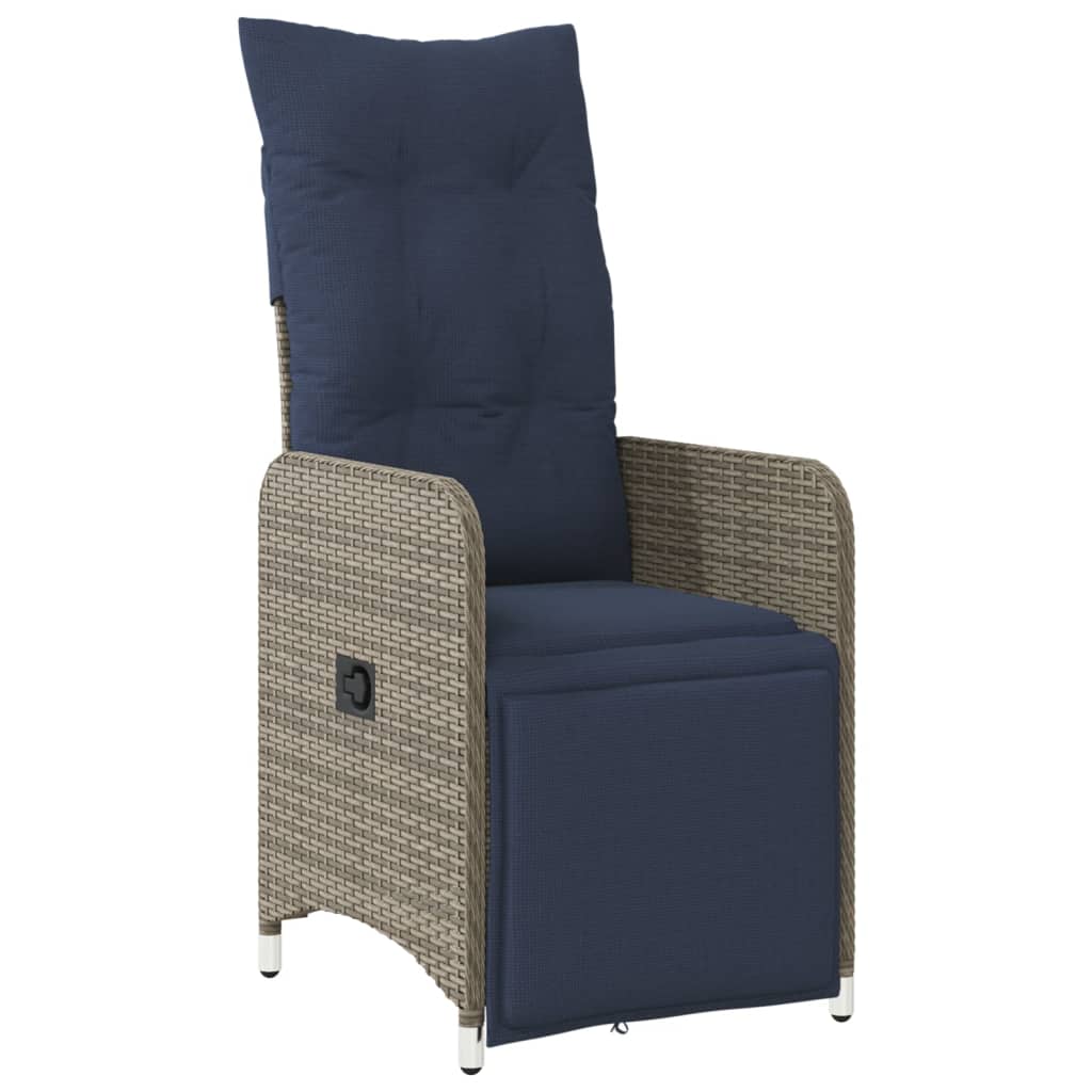 Tuinstoelen 2 st verstelbaar met tafel poly rattan grijs is nu te koop bij PeponiXL, paradijselijk wonen!
