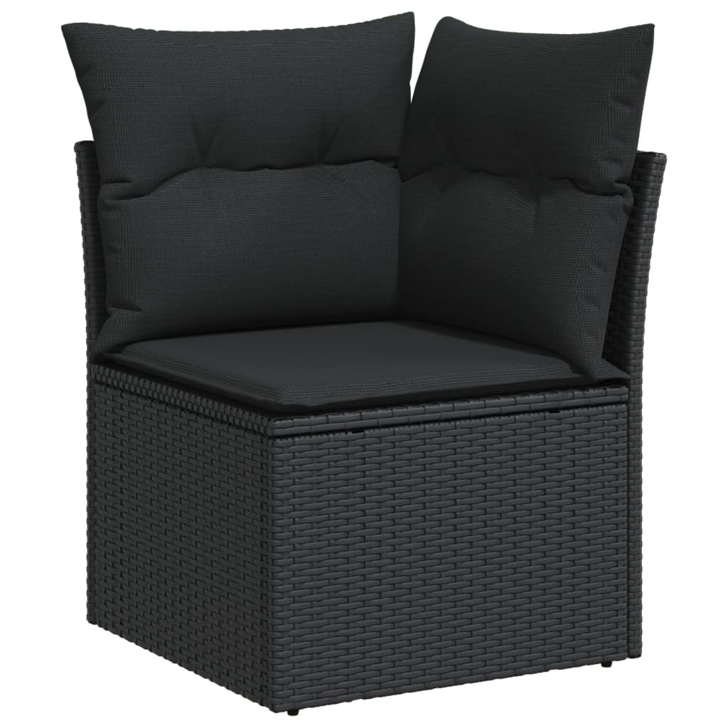 Tuinhoekbank met kussens zwart poly rattan is nu te koop bij PeponiXL, paradijselijk wonen!