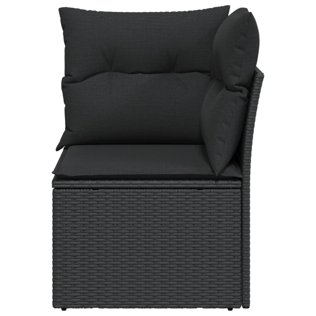 Tuinhoekbank met kussens zwart poly rattan is nu te koop bij PeponiXL, paradijselijk wonen!