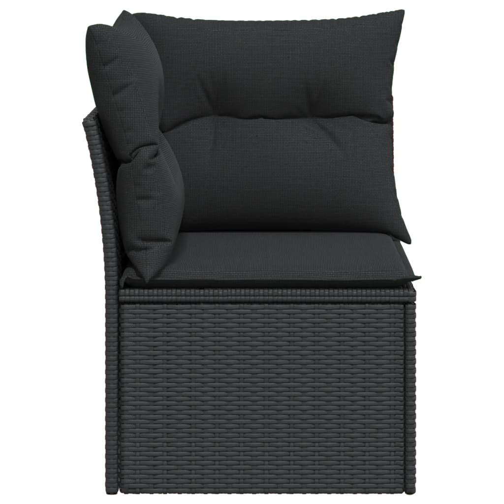 Tuinhoekbank met kussens zwart poly rattan is nu te koop bij PeponiXL, paradijselijk wonen!