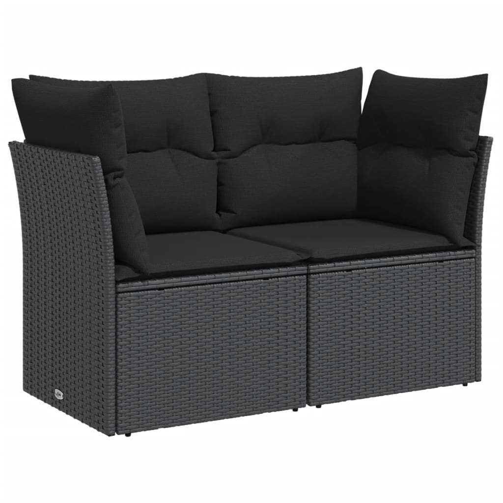 Tuinbank met kussens 2-zits zwart poly rattan is nu te koop bij PeponiXL, paradijselijk wonen!