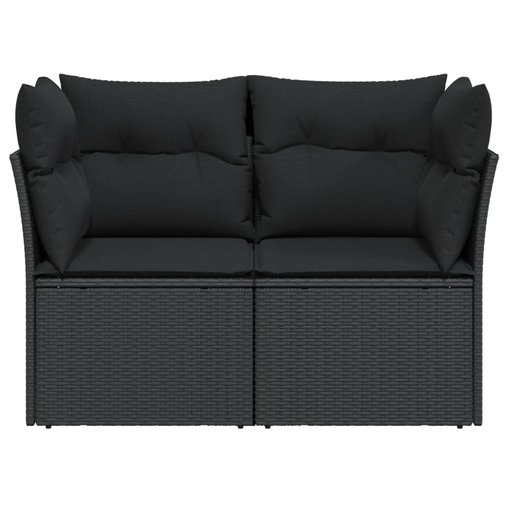 Tuinbank met kussens 2-zits zwart poly rattan is nu te koop bij PeponiXL, paradijselijk wonen!