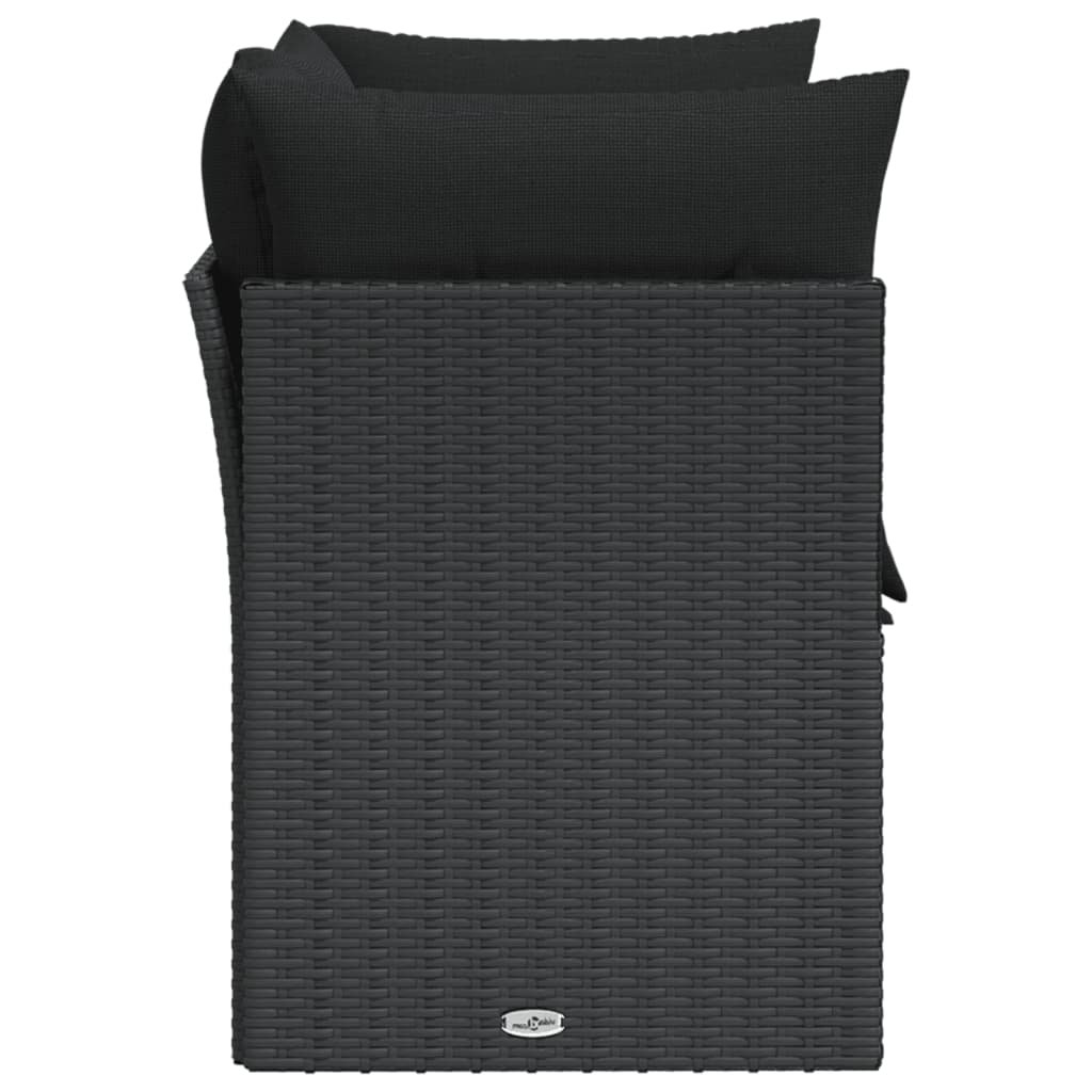 Tuinbank met kussens 2-zits zwart poly rattan is nu te koop bij PeponiXL, paradijselijk wonen!