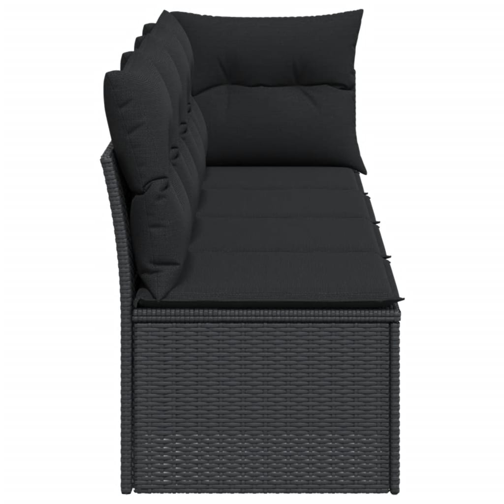 Tuinbank met kussens 4-zits zwart poly rattan is nu te koop bij PeponiXL, paradijselijk wonen!
