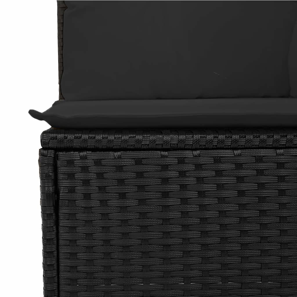 Tuinbank met kussens 4-zits zwart poly rattan is nu te koop bij PeponiXL, paradijselijk wonen!