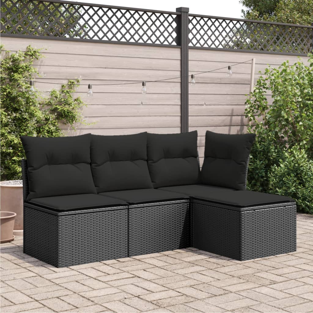 Tuinkruk met kussen zwart 55x55x37 cm poly rattan is nu te koop bij PeponiXL, paradijselijk wonen!