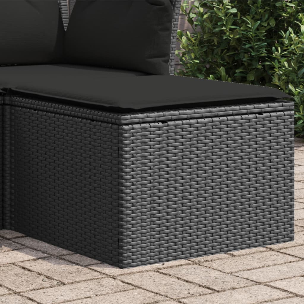 Tuinkruk met kussen zwart 55x55x37 cm poly rattan is nu te koop bij PeponiXL, paradijselijk wonen!