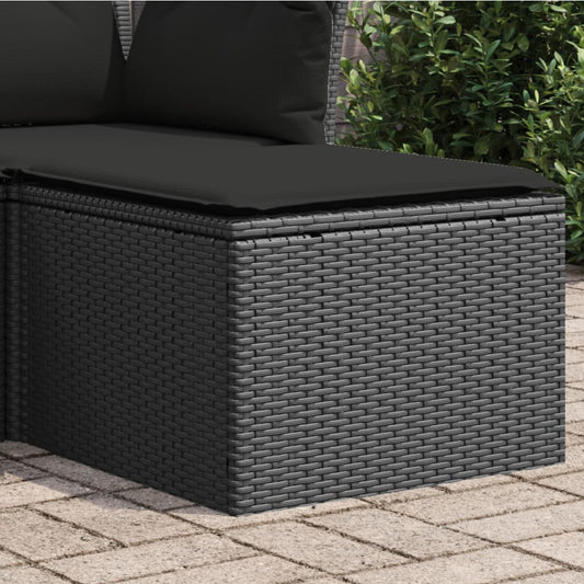 Tuinkruk met kussen zwart 55x55x37 cm poly rattan is nu te koop bij PeponiXL, paradijselijk wonen!