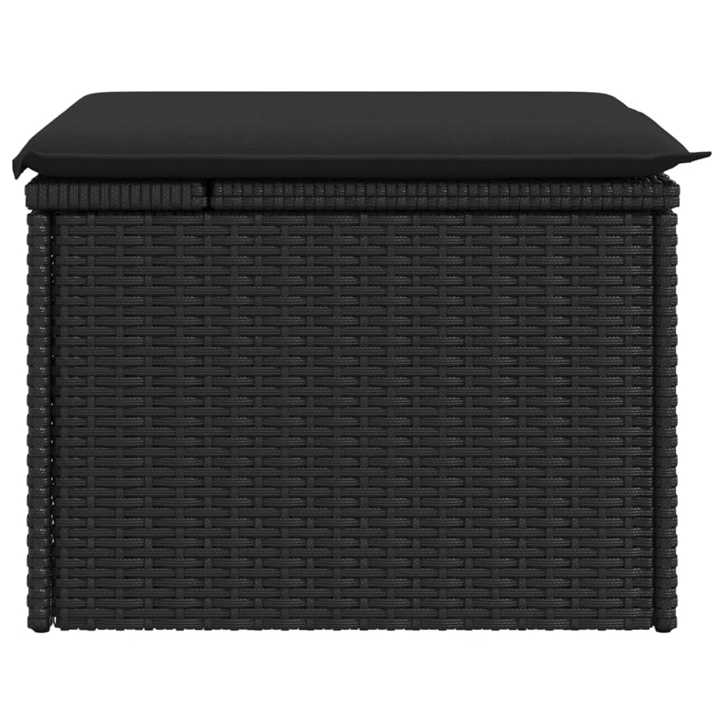 Tuinkruk met kussen zwart 55x55x37 cm poly rattan is nu te koop bij PeponiXL, paradijselijk wonen!