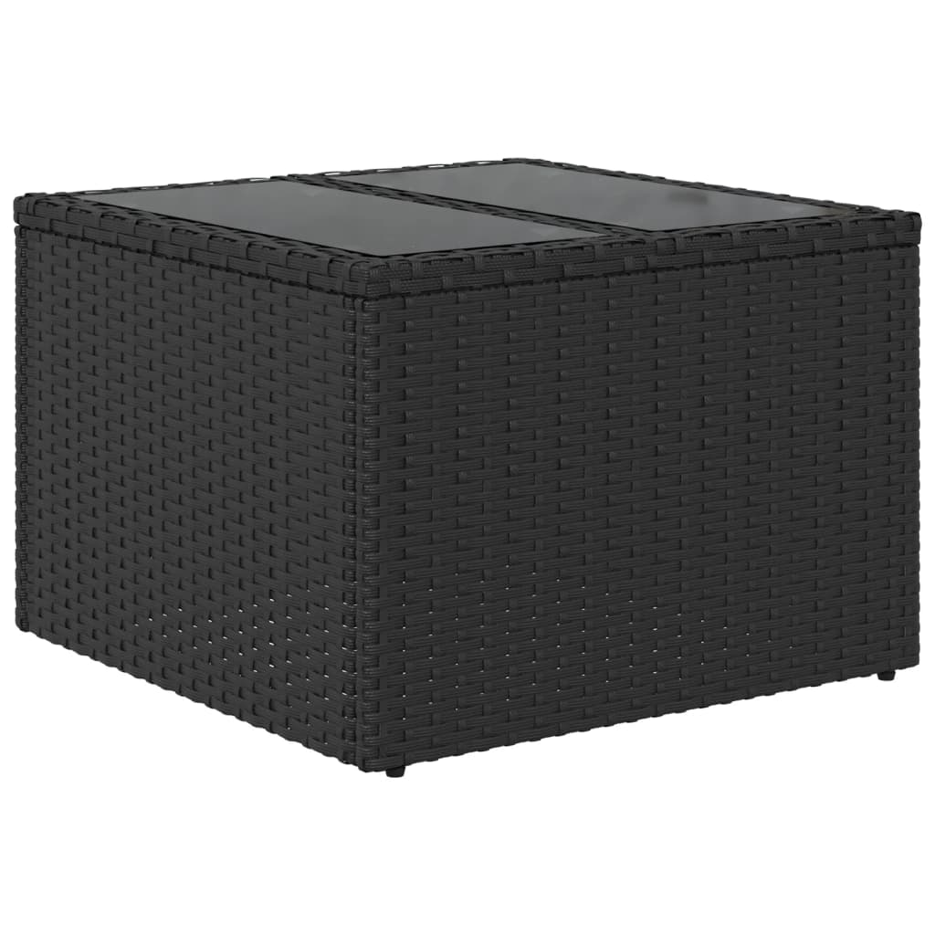Tuintafel met glazen blad zwart 55x55x37 cm poly rattan is nu te koop bij PeponiXL, paradijselijk wonen!