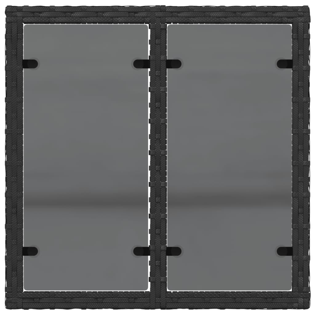 Tuintafel met glazen blad zwart 55x55x37 cm poly rattan is nu te koop bij PeponiXL, paradijselijk wonen!