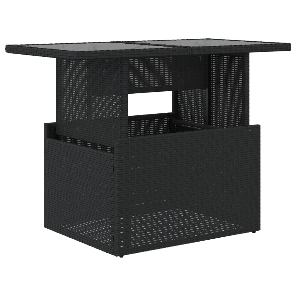 Tuintafel met glazen blad 100x55x73 cm poly rattan zwart is nu te koop bij PeponiXL, paradijselijk wonen!