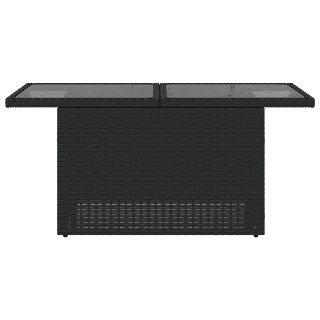 Tuintafel met glazen blad 100x55x73 cm poly rattan zwart is nu te koop bij PeponiXL, paradijselijk wonen!
