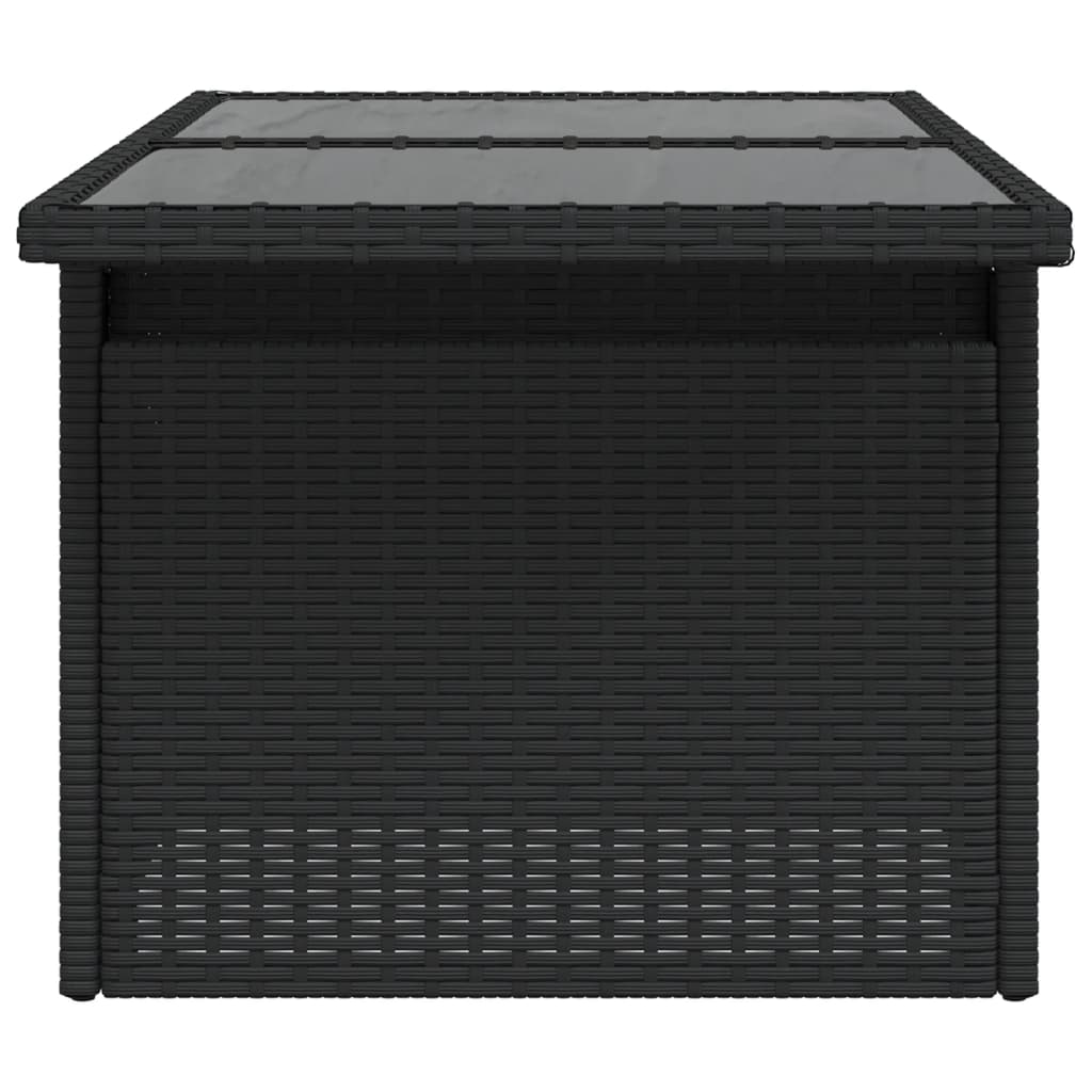 Tuintafel met glazen blad 100x55x73 cm poly rattan zwart is nu te koop bij PeponiXL, paradijselijk wonen!
