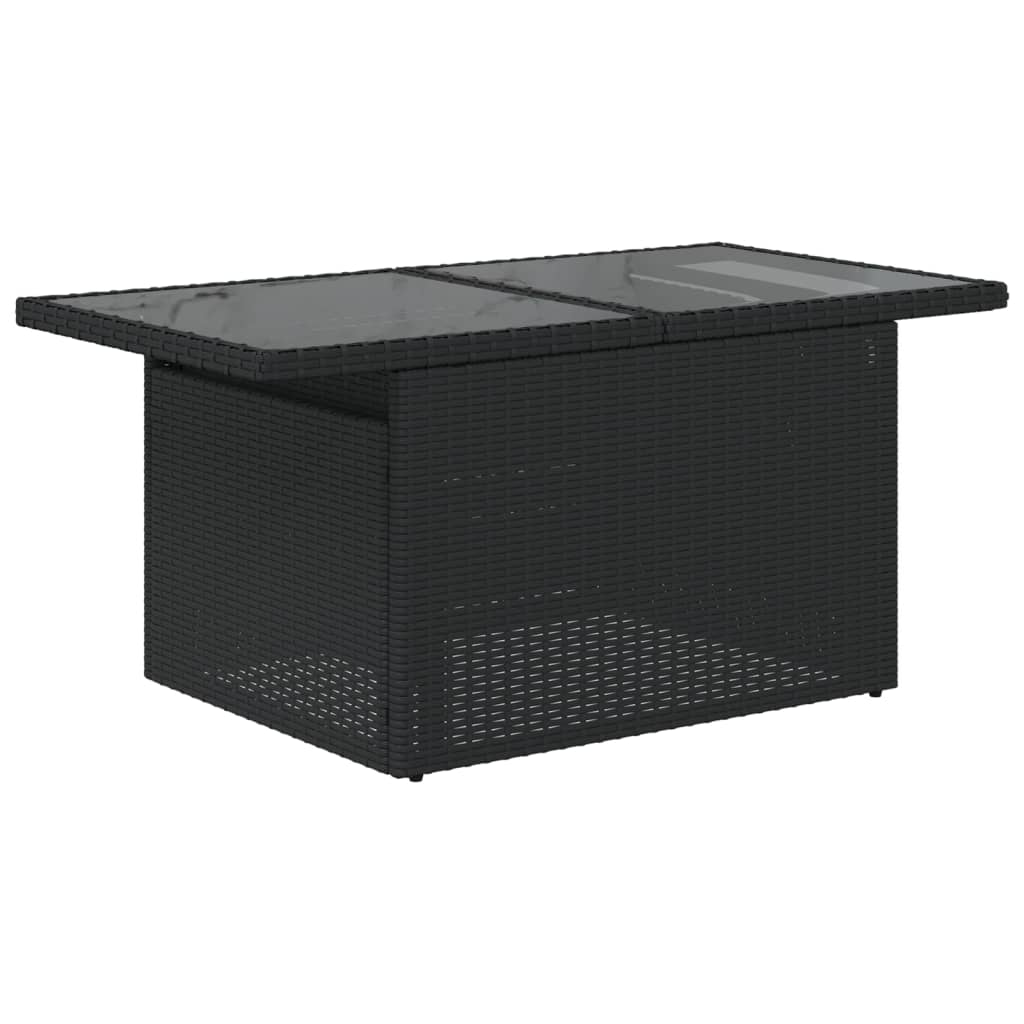 Tuintafel met glazen blad 100x55x73 cm poly rattan zwart is nu te koop bij PeponiXL, paradijselijk wonen!