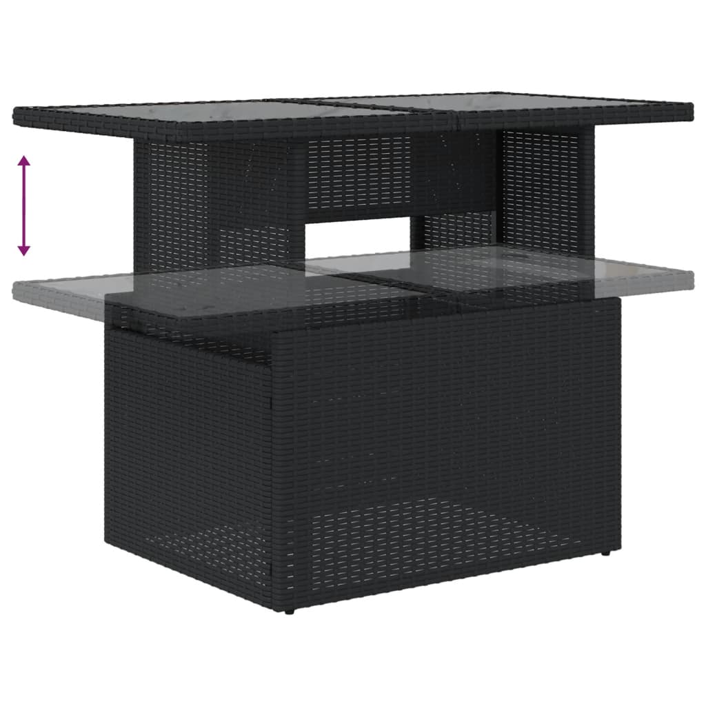 Tuintafel met glazen blad 100x55x73 cm poly rattan zwart is nu te koop bij PeponiXL, paradijselijk wonen!