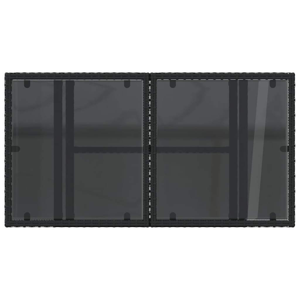 Tuintafel met glazen blad 100x55x73 cm poly rattan zwart is nu te koop bij PeponiXL, paradijselijk wonen!