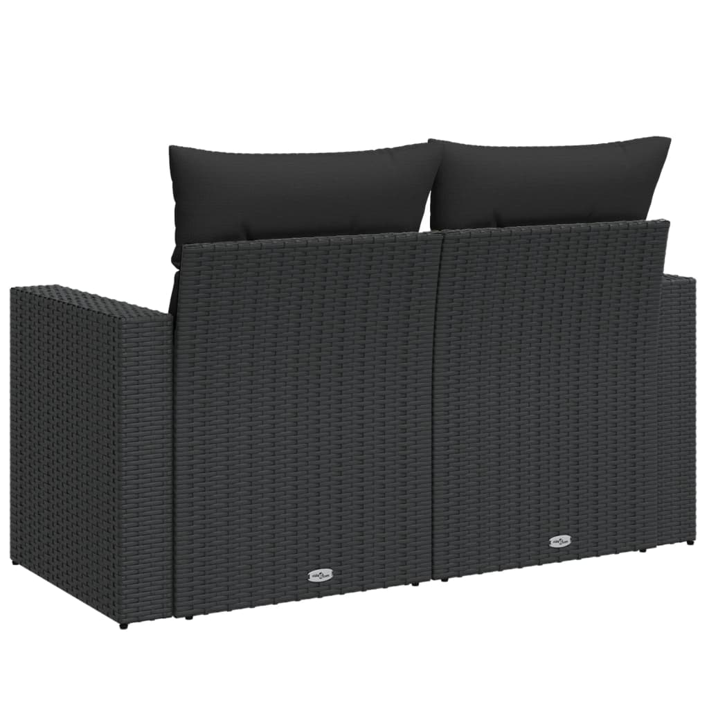 Tuinbank met kussens 2-zits zwart poly rattan is nu te koop bij PeponiXL, paradijselijk wonen!