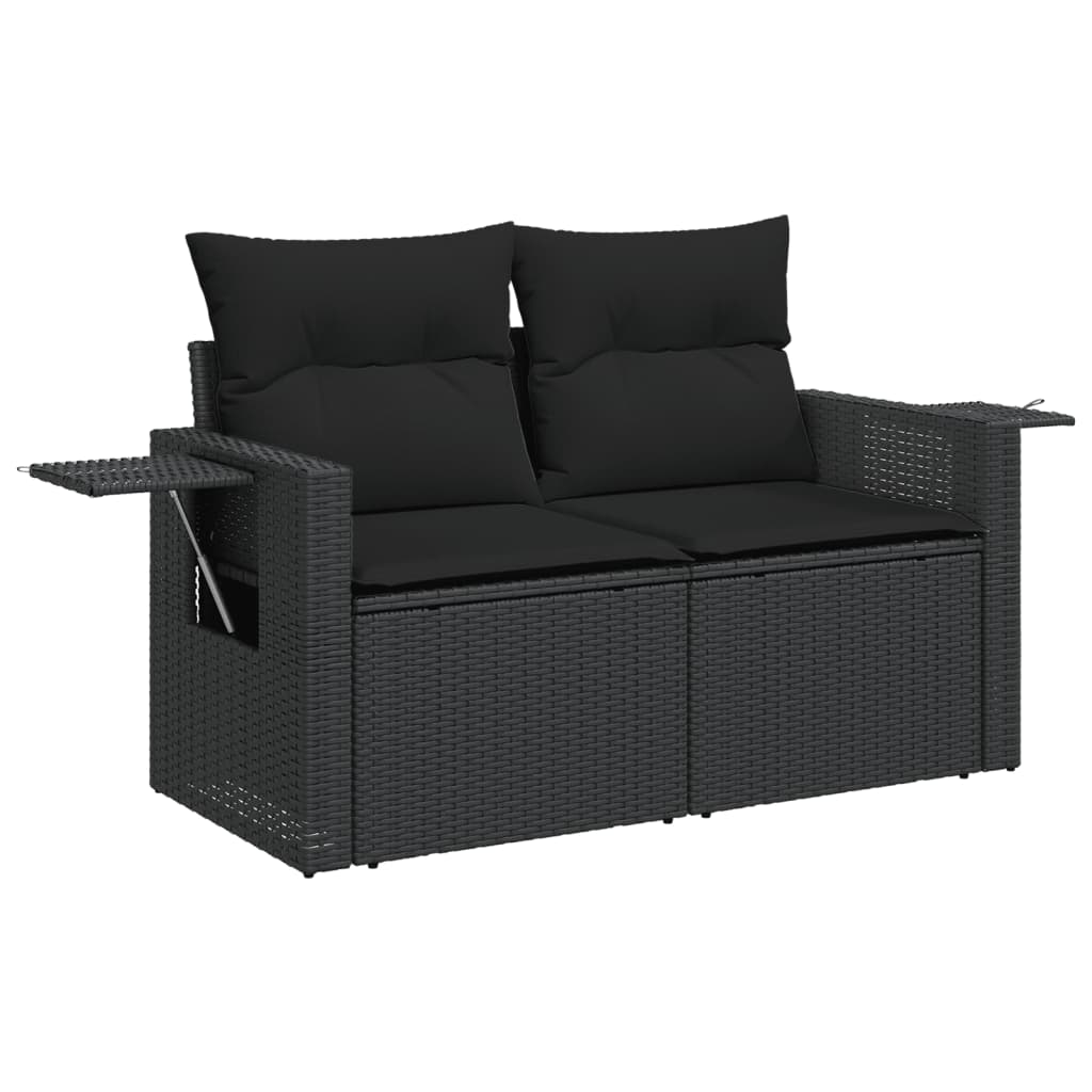 Tuinbank 2-zits met kussens poly rattan zwart is nu te koop bij PeponiXL, paradijselijk wonen!
